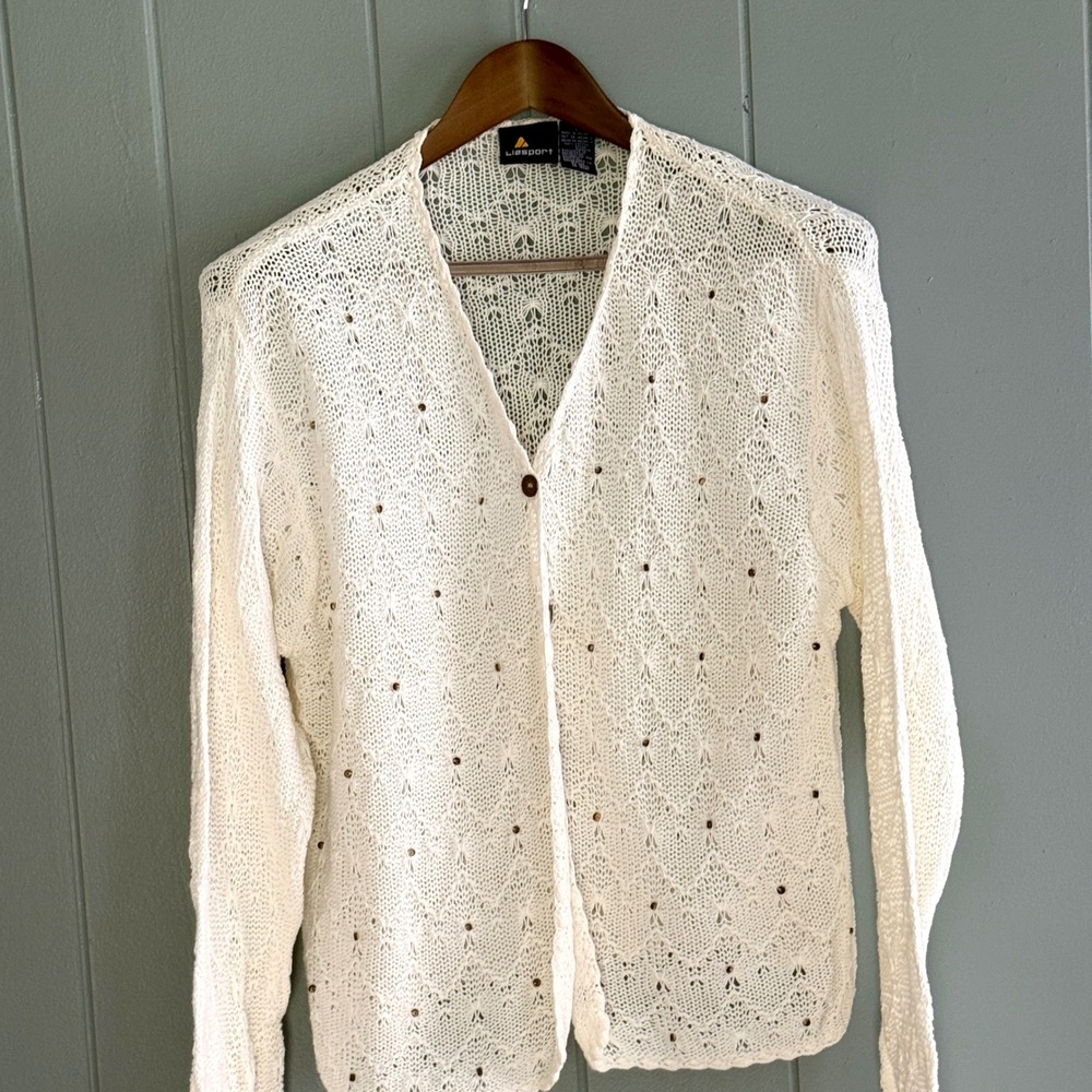 Lee Sweater Cardigan - Cream Knit Button-Up